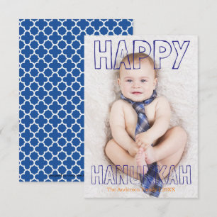 Frohes Chanukka Blau Block - 3x5 Chanukka Karte