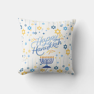Frohes Chanukka Blau Und Gold Kissen