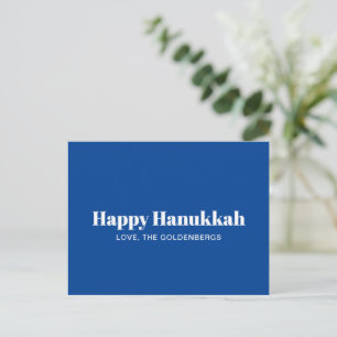 Frohes Chanukka blau weiß minimalistisches persona Feiertagspostkarte