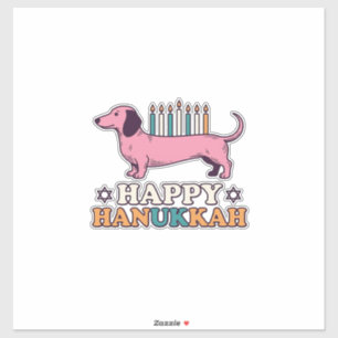 Frohes Chanukka Dachshund Menora Hund-Shirt-Design Aufkleber