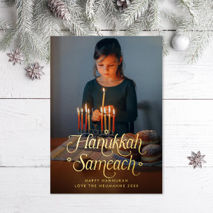 Frohes Chanukka Davidstern Foto Folien Feiertagskarte