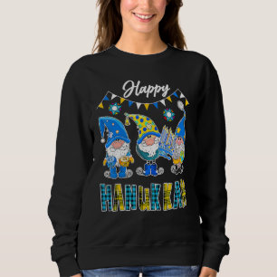 Frohes Chanukka Drei Gnome halten Dreidel Menora Sweatshirt