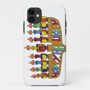 Frohes Chanukka Dreidels Menora iPhone 11 Hülle