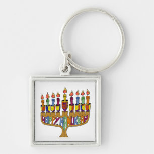 Frohes Chanukka Dreidels Menora Schlüsselanhänger