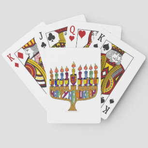 Frohes Chanukka Dreidels Menora Spielkarten