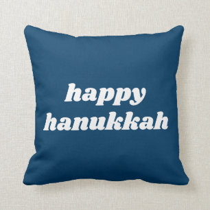 Frohes Chanukka Einfache Retro-Typografie Blau Kissen
