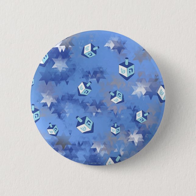 Frohes Chanukka Falling Stern und Dreidels Button (Vorderseite)