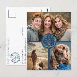 Frohes Chanukka handgezeichnete INDIVIDUELLE 3 FOT Postkarte