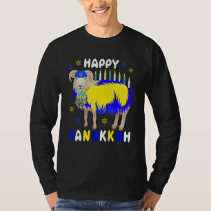 Frohes Chanukka Menora Schaf mit jüdischer Mütze F T-Shirt