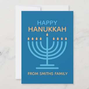 Frohes Chanukka minimalist blau Familienfoto Feiertagskarte