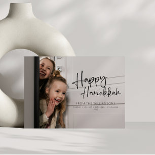 Frohes Chanukka minimalist Familiennamen Foto Feiertagskarte