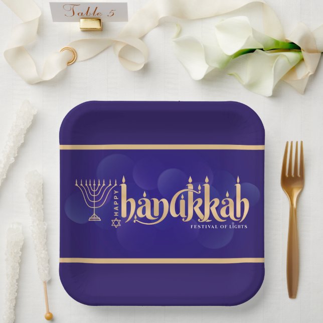 Frohes Chanukka  Pappteller (Hochzeit)