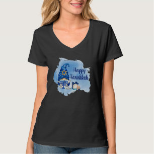Frohes Chanukka Schalom Gnom Menora Jüdisch T-Shirt