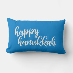 Frohes Chanukka Trendy Script Lettering Blau Lendenkissen