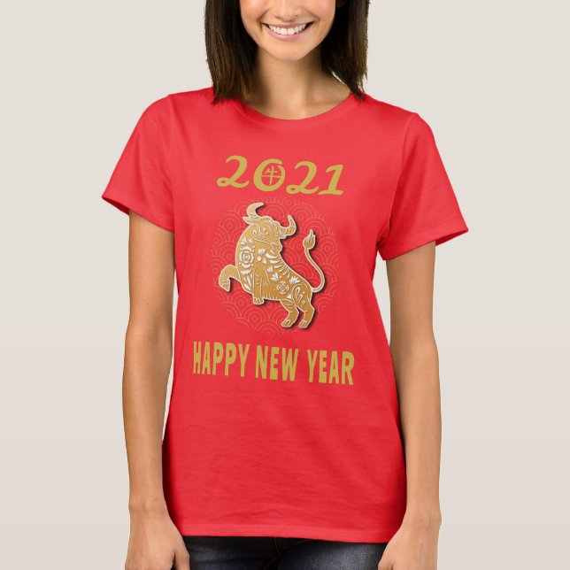 Frohes chinesisches Neujahr 2021 T-Shirt (Vorderseite)
