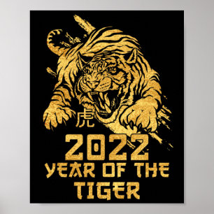 Frohes chinesisches Neujahr 2022 Jahr des Tigers Poster
