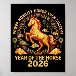 Frohes chinesisches Neujahr 2026 Jahr des Pferdes  Poster