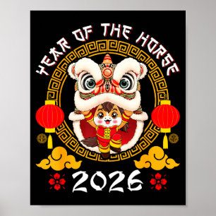 Frohes chinesisches Neujahr 2026 Jahr des Pferdes Poster