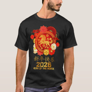 Frohes chinesisches Neujahr 2026 Jahr des Pferdes T-Shirt