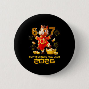 Frohes chinesisches Neujahr 2026 Lustiges Pferd 6  Button