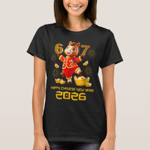 Frohes chinesisches Neujahr 2026 Lustiges Pferd 6 T-Shirt