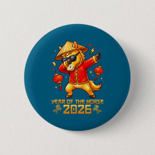 Frohes chinesisches Neujahr des Pferdes 2026 Lunar Button