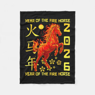 Frohes chinesisches Neujahr des Pferdes 2026 Lunar Fleecedecke