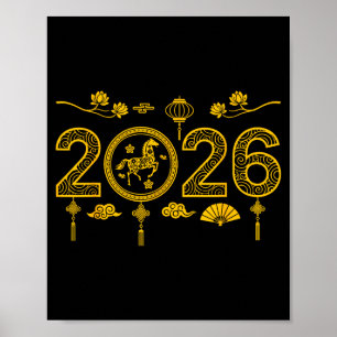 Frohes chinesisches Neujahr des Pferdes 2026 Lunar Poster