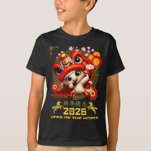 Frohes chinesisches Neujahr des Pferdes 2026 Lunar T-Shirt