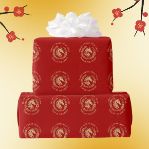 Frohes chinesisches Neujahr des Pferdes Kranz Blum Geschenkpapier