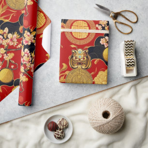 Frohes chinesisches Neujahr moderne asiatische Mus Geschenkpapier