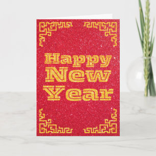 Frohes chinesisches Neujahrs-Glitter-Karte Karte