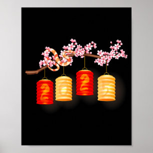 Frohes chinesisches Neujahrsfest 2026 Pferdeblumen Poster