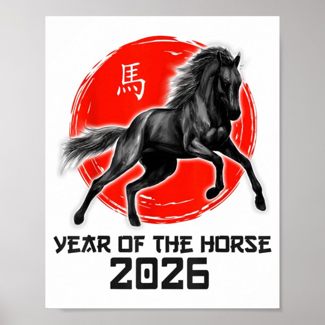 Frohes chinesisches Neujahrsfest 2026 Sternzeichen Poster (Vorne)