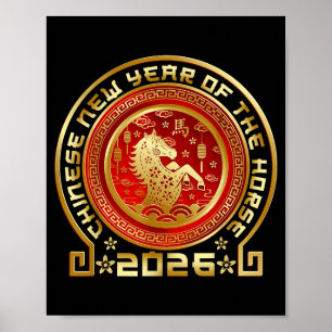 Frohes chinesisches Neujahrsfest 2026 Sternzeichen Poster