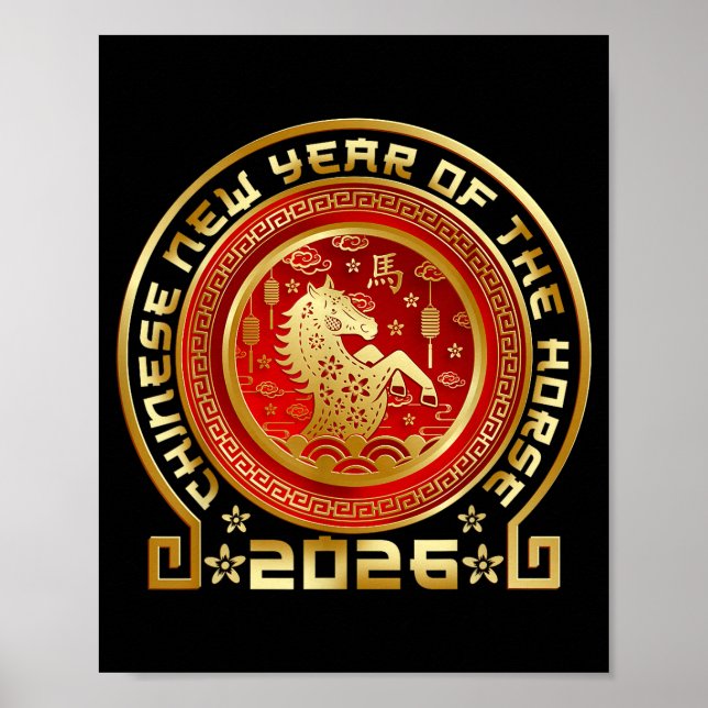 Frohes chinesisches Neujahrsfest 2026 Sternzeichen Poster (Vorne)