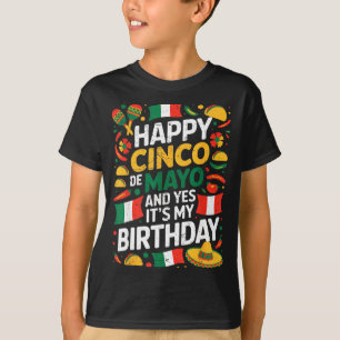 Frohes Cinco de Mayo Geburtstag Tacos Kinder Männe T-Shirt