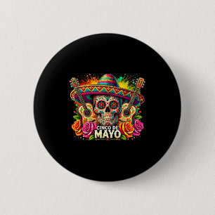 Frohes Cinco de Mayo mexikanischer Sombrero Totenk Button