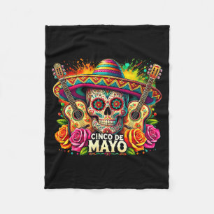 Frohes Cinco de Mayo mexikanischer Sombrero Totenk Fleecedecke