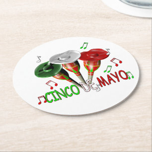 Frohes Cinco de Mayo Runder Pappuntersetzer