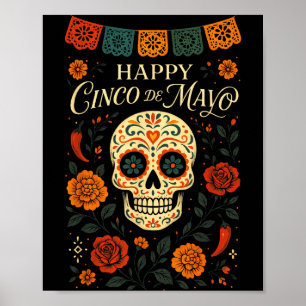 Frohes Cinco De Mayo - Totenkopf-Fiesta-Party Poster