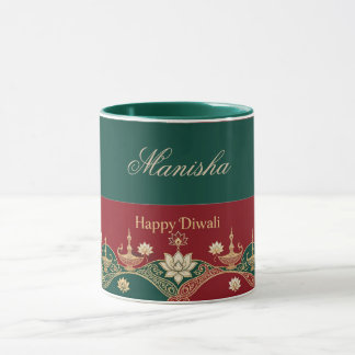 Frohes Diwali Antikes Juwel-Ton Smaragdgrün Niedli Tasse