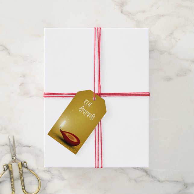 Frohes Diwali-Diya - Geschenkanhänger (Mit Garn)