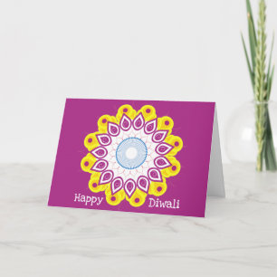 Frohes Diwali Mandala Magenta Gelb Feiertagskarte