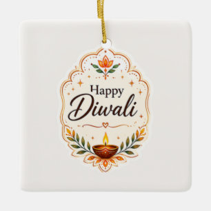 Frohes Diwali Traditionelle Diya Keramikornament