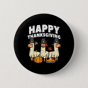 Frohes Erntedankfest 3 Llama Herbst Herbst Alpaka  Button