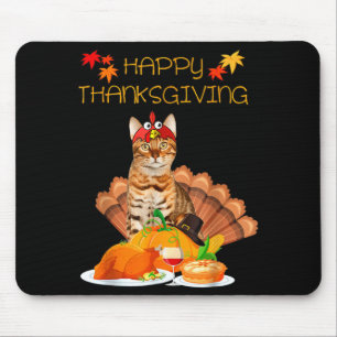Frohes Erntedankfest Bengal-Katze Geschenk Katze L Mousepad