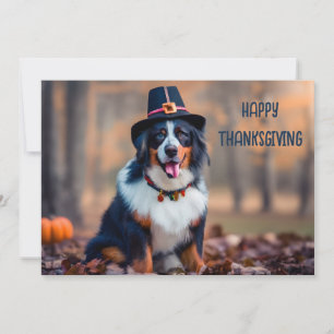 Frohes Erntedankfest Berner Sennenhund Pilger Feiertagskarte