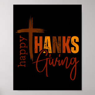 Frohes Erntedankfest Christliches Kreuz Truthahn K Poster