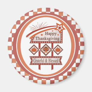 Frohes Erntedankfest Dankbar & Gesegnet Retro-Schi Magnet